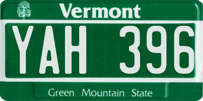 VT license plate YAH396