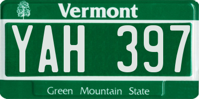 VT license plate YAH397