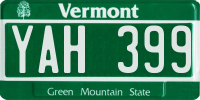 VT license plate YAH399