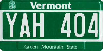 VT license plate YAH404