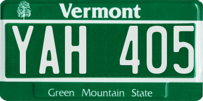 VT license plate YAH405