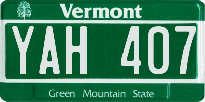 VT license plate YAH407