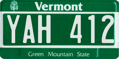 VT license plate YAH412