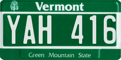 VT license plate YAH416