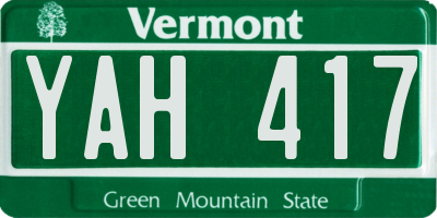 VT license plate YAH417