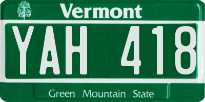 VT license plate YAH418