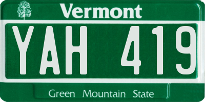VT license plate YAH419