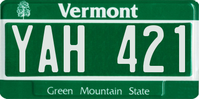 VT license plate YAH421