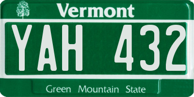 VT license plate YAH432