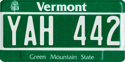 VT license plate YAH442