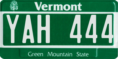 VT license plate YAH444