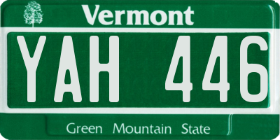 VT license plate YAH446