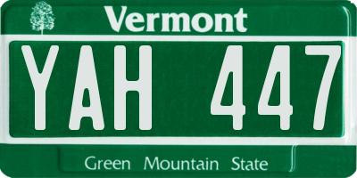 VT license plate YAH447