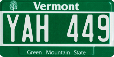 VT license plate YAH449
