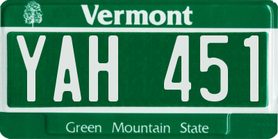 VT license plate YAH451