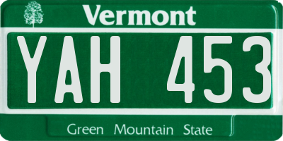 VT license plate YAH453