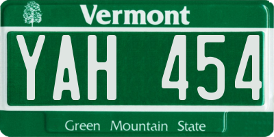 VT license plate YAH454