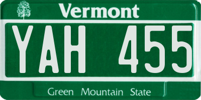 VT license plate YAH455