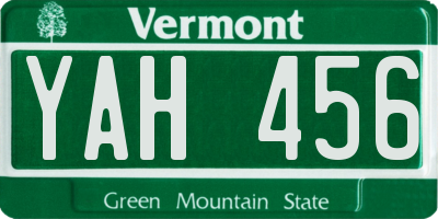 VT license plate YAH456