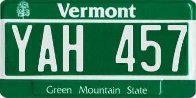 VT license plate YAH457