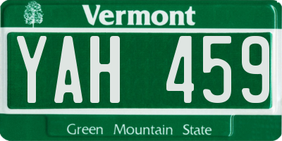 VT license plate YAH459