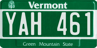 VT license plate YAH461
