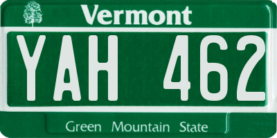 VT license plate YAH462