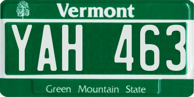 VT license plate YAH463