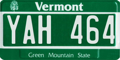 VT license plate YAH464