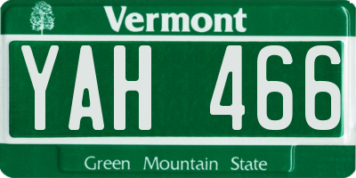 VT license plate YAH466
