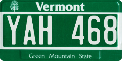 VT license plate YAH468