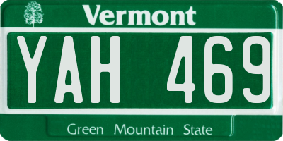 VT license plate YAH469