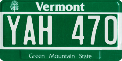 VT license plate YAH470