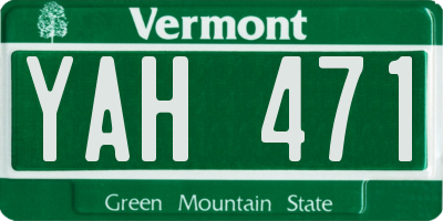 VT license plate YAH471