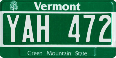 VT license plate YAH472