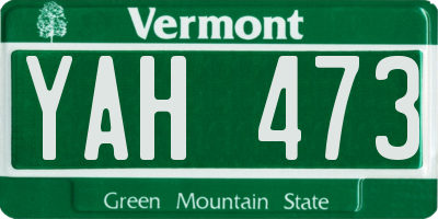 VT license plate YAH473
