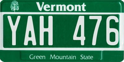 VT license plate YAH476