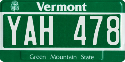 VT license plate YAH478