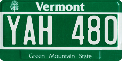 VT license plate YAH480