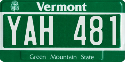 VT license plate YAH481