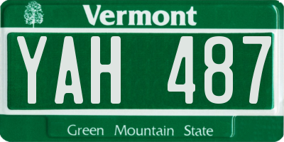 VT license plate YAH487