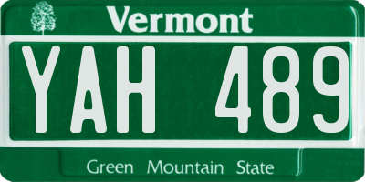 VT license plate YAH489