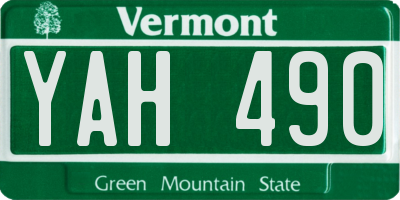 VT license plate YAH490