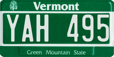 VT license plate YAH495