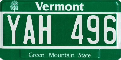 VT license plate YAH496