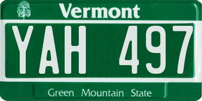 VT license plate YAH497