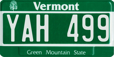 VT license plate YAH499