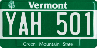 VT license plate YAH501