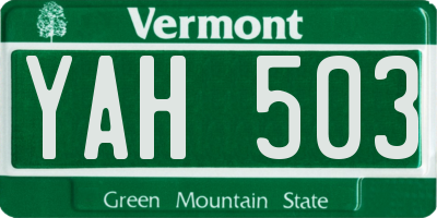 VT license plate YAH503
