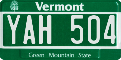 VT license plate YAH504